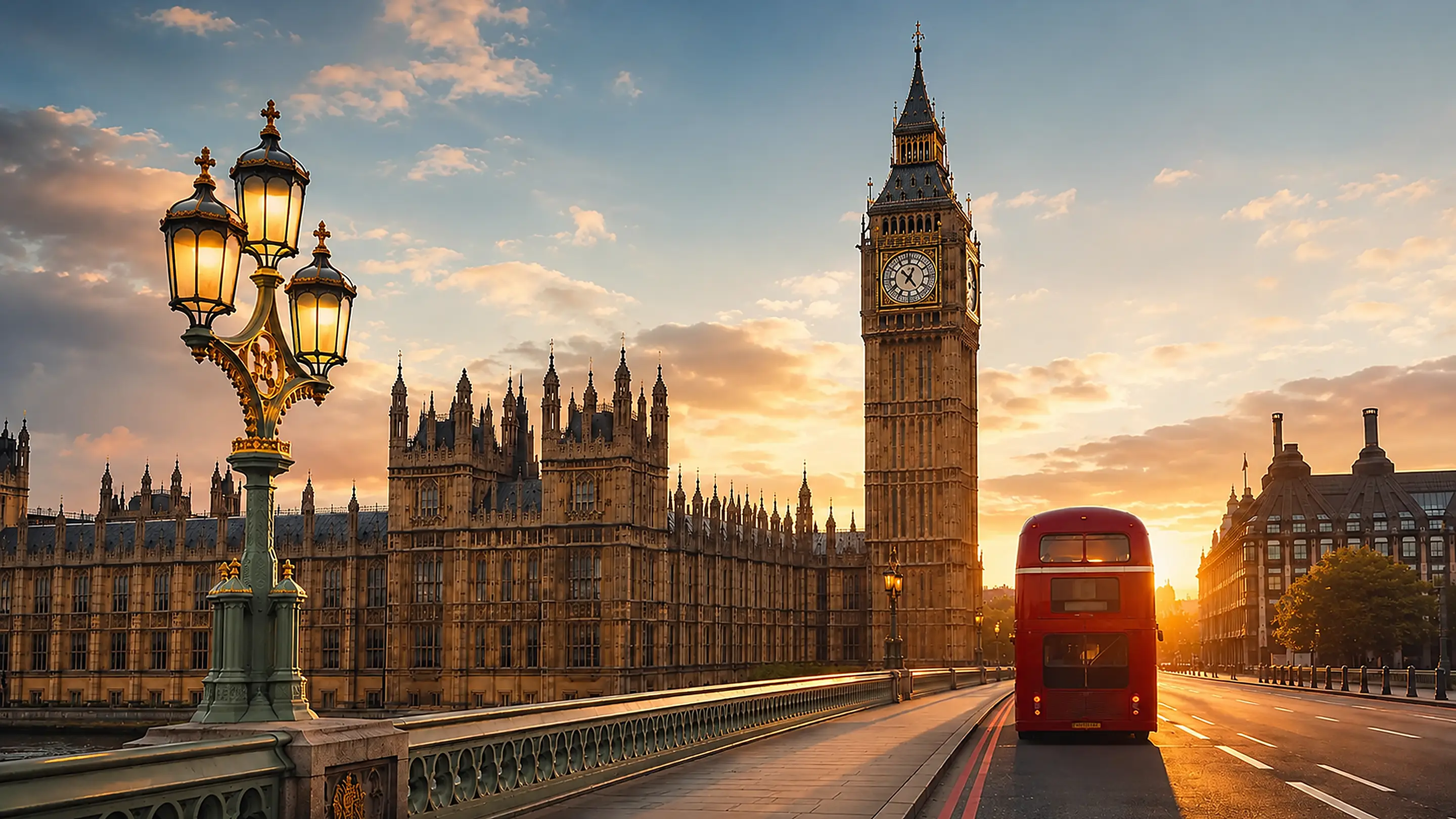 Ikonický pohled na Big Ben a londýnské ulice