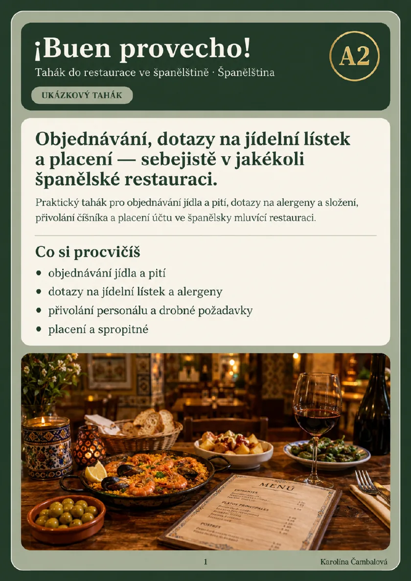 Náhled první strany taháku ¡Buen provecho!.