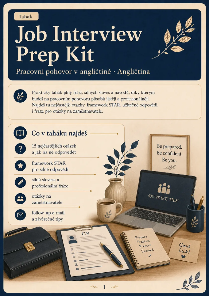Náhled první strany materiálu Job Interview Prep Kit.