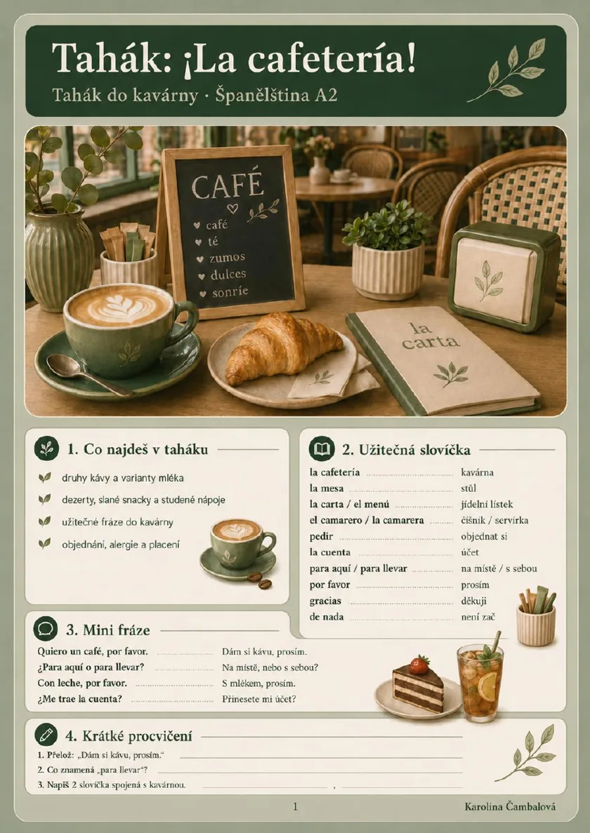 Náhled první strany taháku ¡La cafetería!.