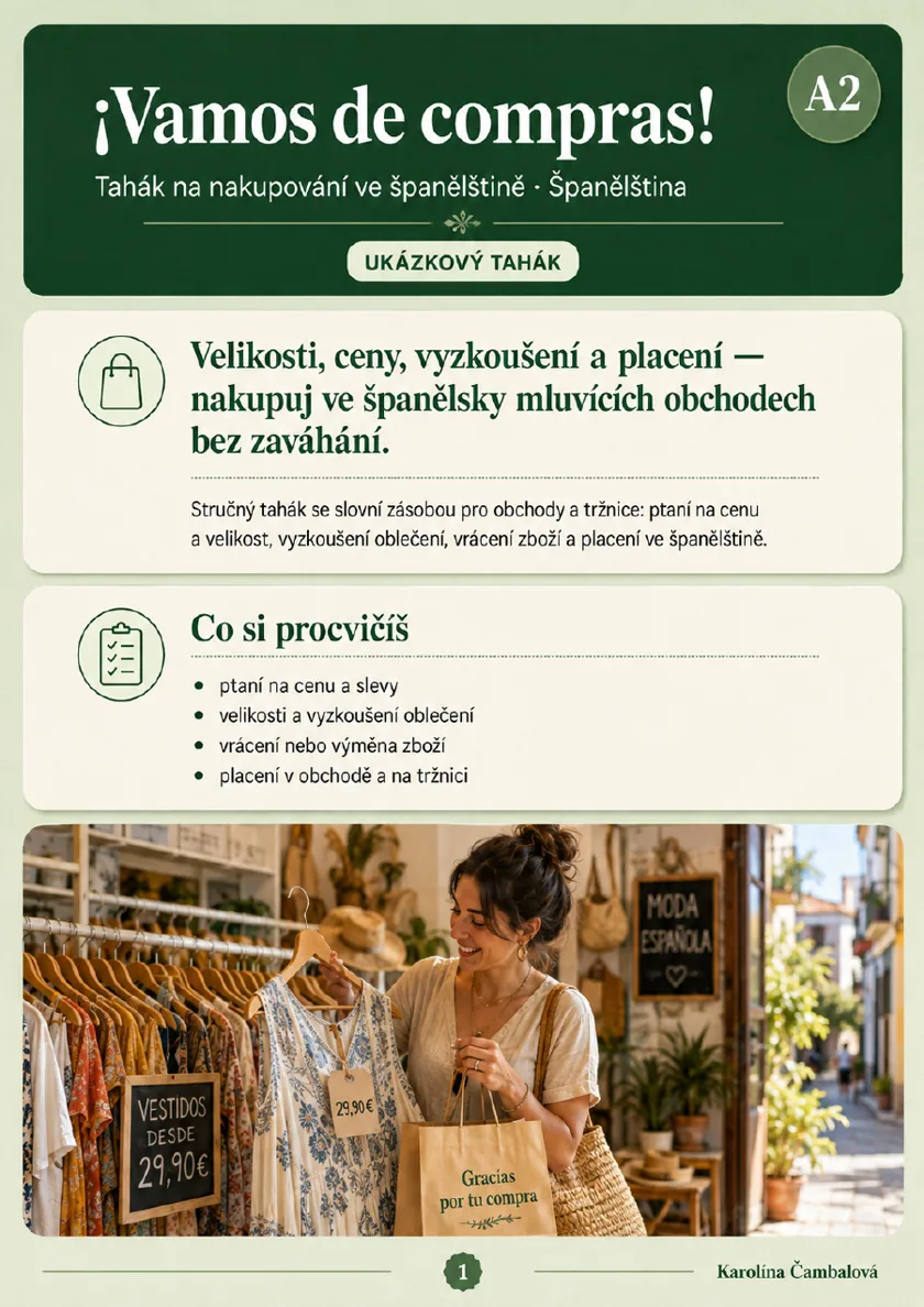 Náhled první strany taháku ¡Vamos de compras!.